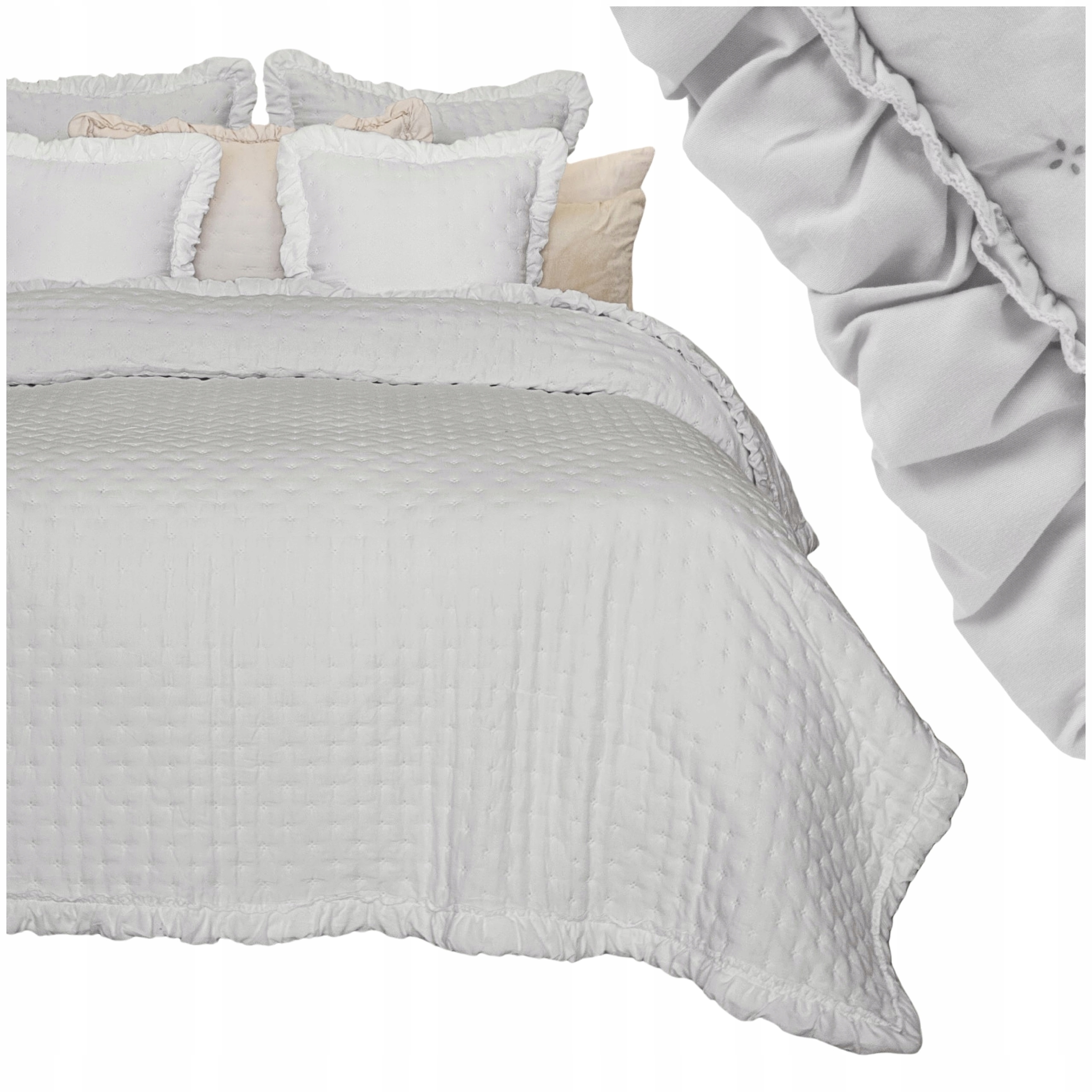 Přehoz na postel gauč prošívaný s Volánkem 200x220 šedý Celia