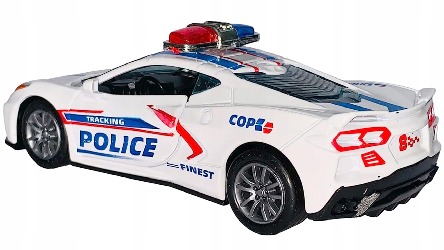 AUTO METALOWE POLICJA ŚWIATŁO DŹWIĘK 12CM RESORAK Długość 12 cm