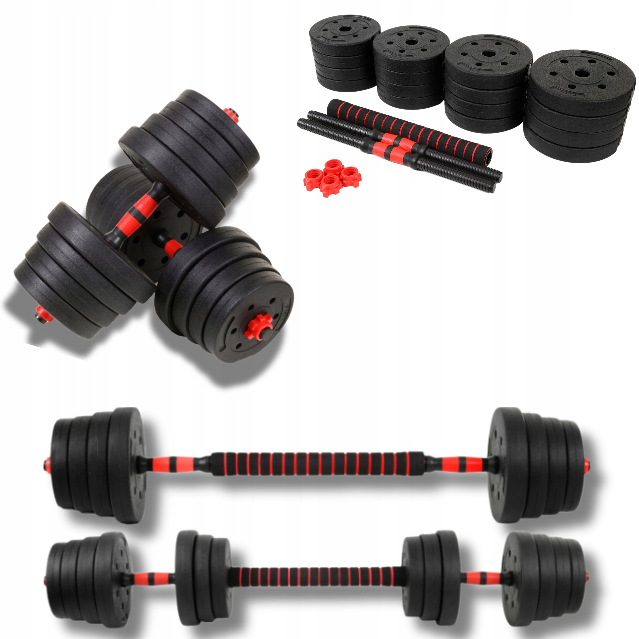 Hantle Zestaw Hantli Regulowanych Do Ćwiczeń 30 kg 2 X 15 kg Sztanga