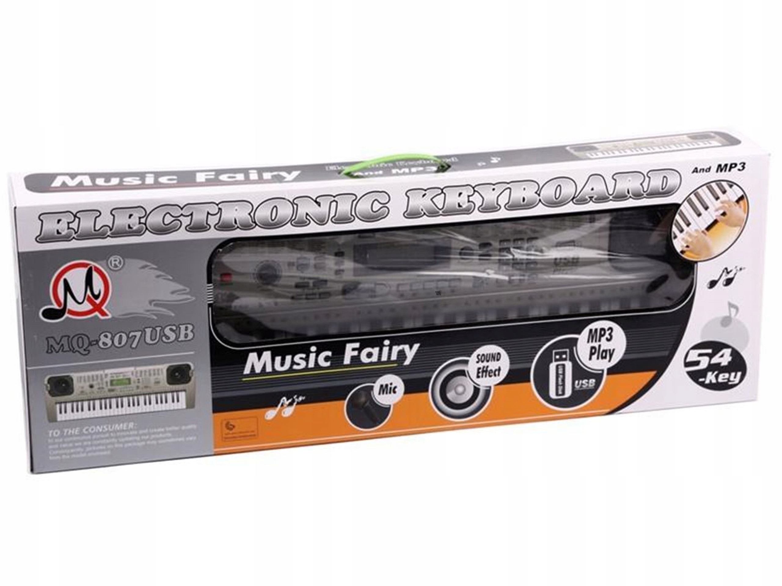PIANINKO KEYBOARD MIKROFON ZŁĄCZE USB MQ-807 54K Kod producenta MQ-807USB