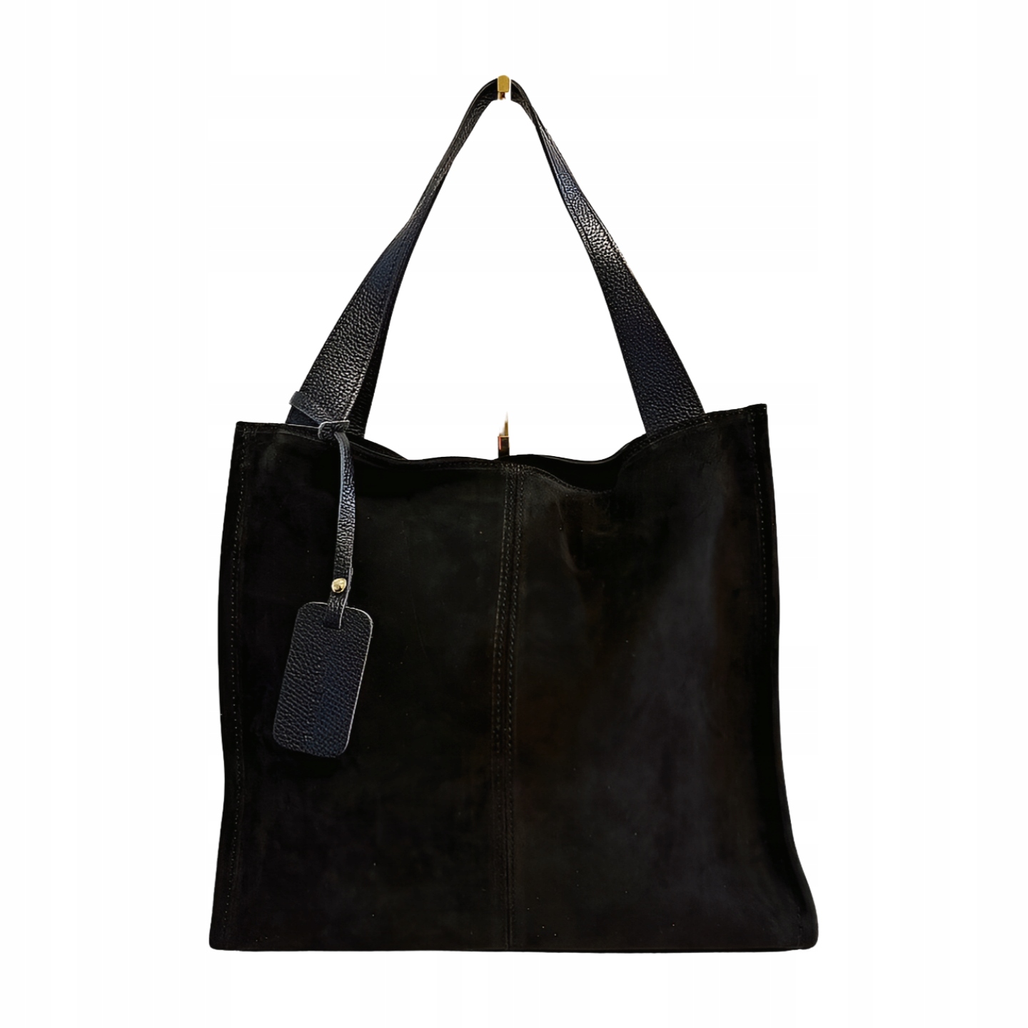 Laura Biaggi semišová shopper kabelka černá s prošíváním