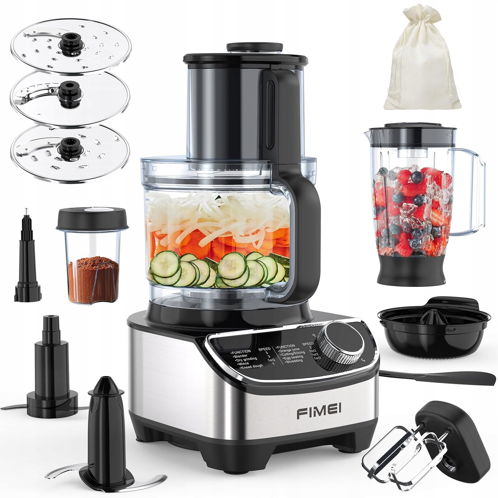 FIMEI Robot Kuchenny 1300W 3 Prędkości 35L Malakser 1,5L Blender
