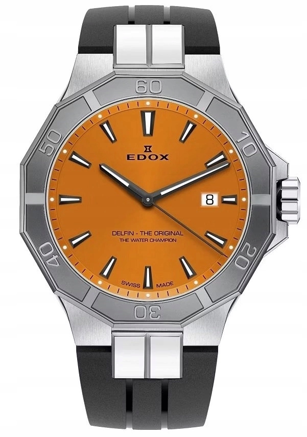 Pánské Hodinky Edox 53021 3 Gca Oino Delfín The Original Date, Černé Na Řemínku