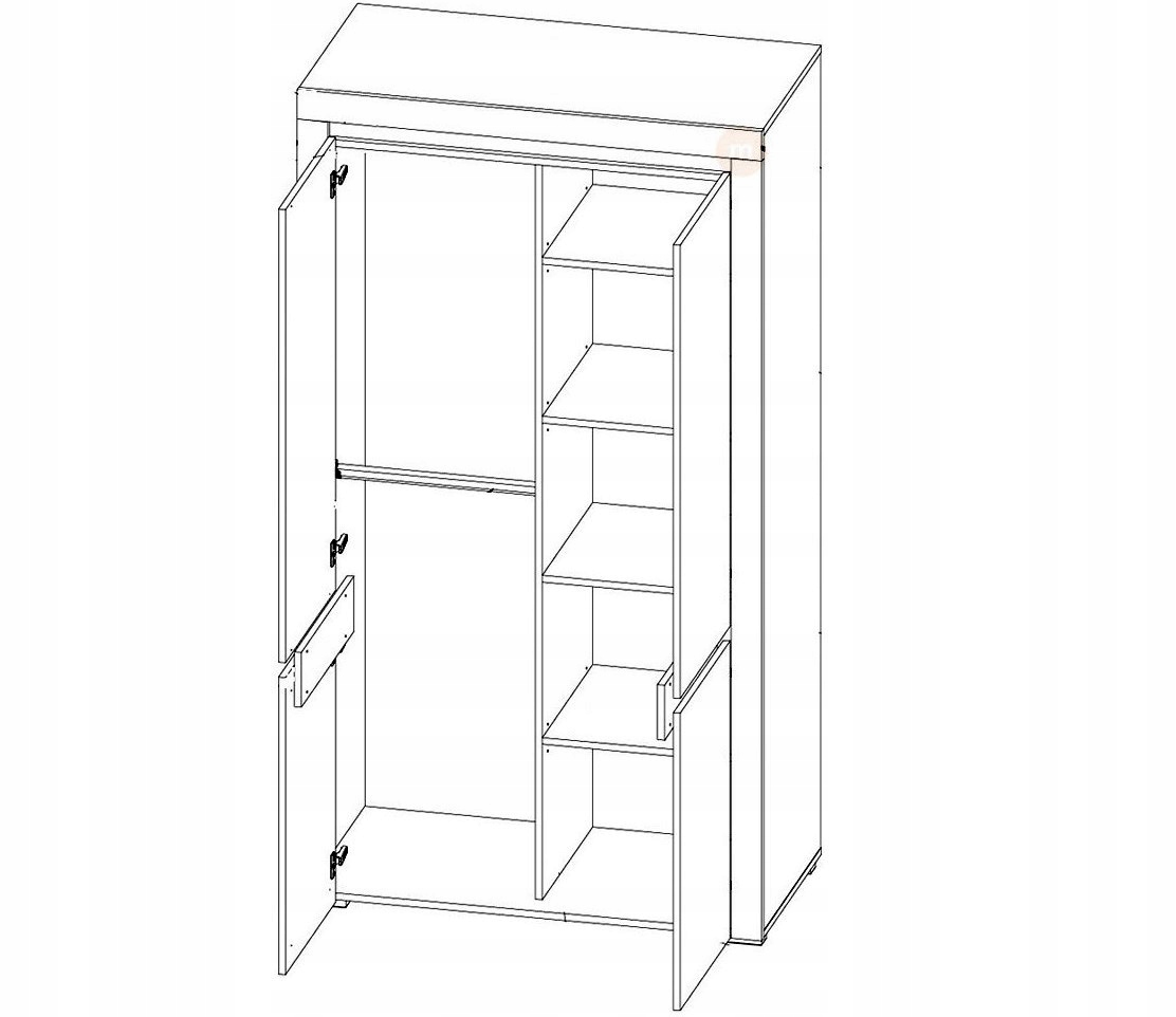 szafa biała dwudrzwiowa duża półki drążek Tiro AS1 Kolekcja alaska