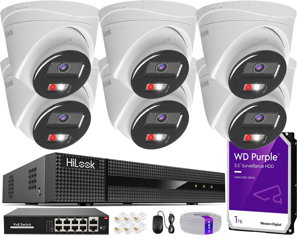Sada na monitorovanie Ip 6 kamier 4Mpx Poe Aplikácia Detekcia zvuku Nvr 8CH 1TB