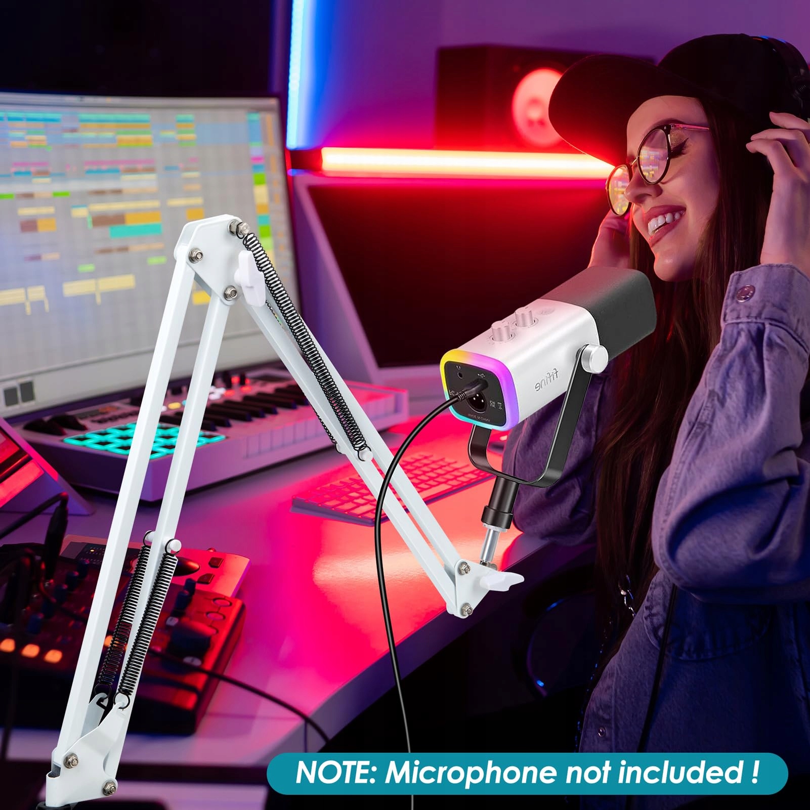 FIFINE AM8 Biały Mikrofon Boom Arm Kompatybilny z XLR USB Mikrofonem — miniatura 2