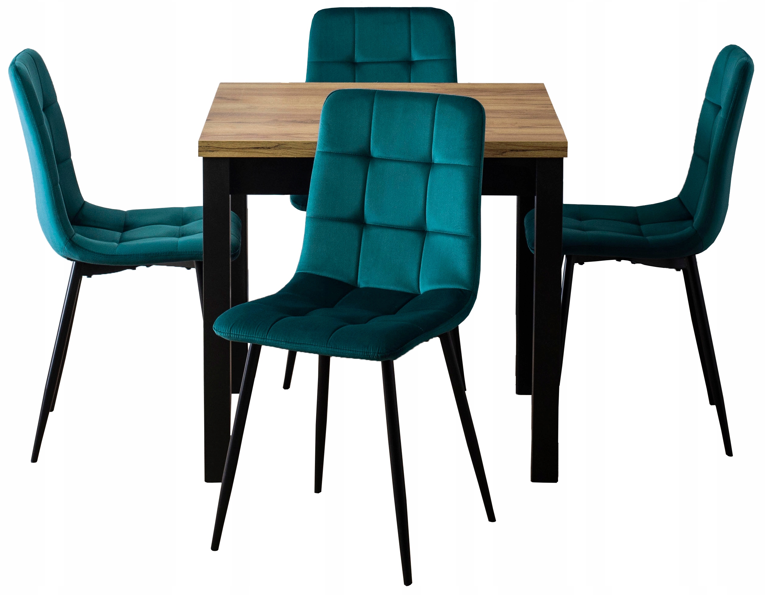 Zestaw Stół 80x160 Rozkładany i 4 Krzesła Welurowe Do Salonu Jadalni Loft