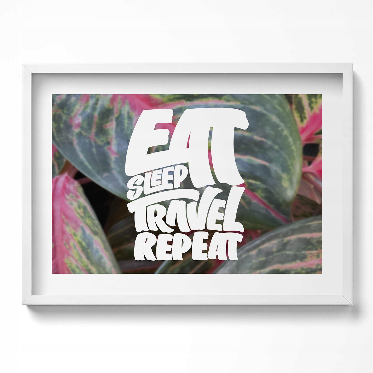 Obraz v rámu na zeď Inspirující nápis Eat sleep travel repeat 70x50 cm