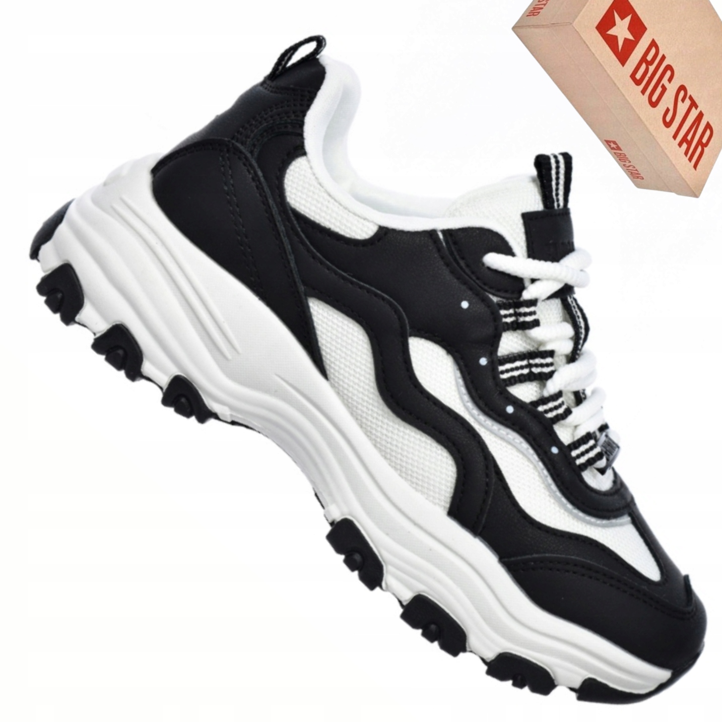 Buty damskie Big Star RR274A175 sneakersy sportowe czarno-białe