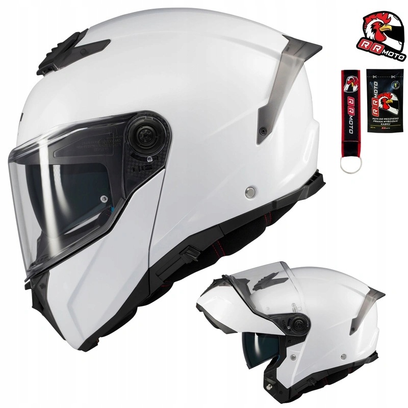 Motocyklová přilba Mt Atom 2 Sv Pure White bílá blenda Bonus