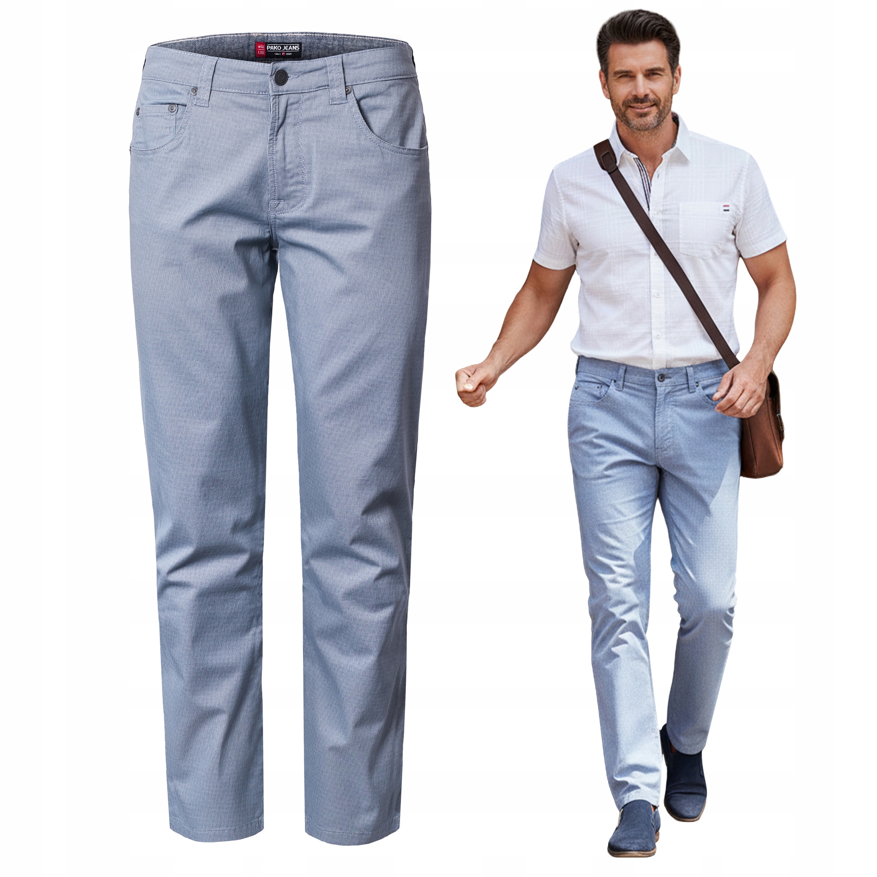 Spodnie Męskie Casual Bawełniane Niebieskie Regular W40/L32 Pako Jeans