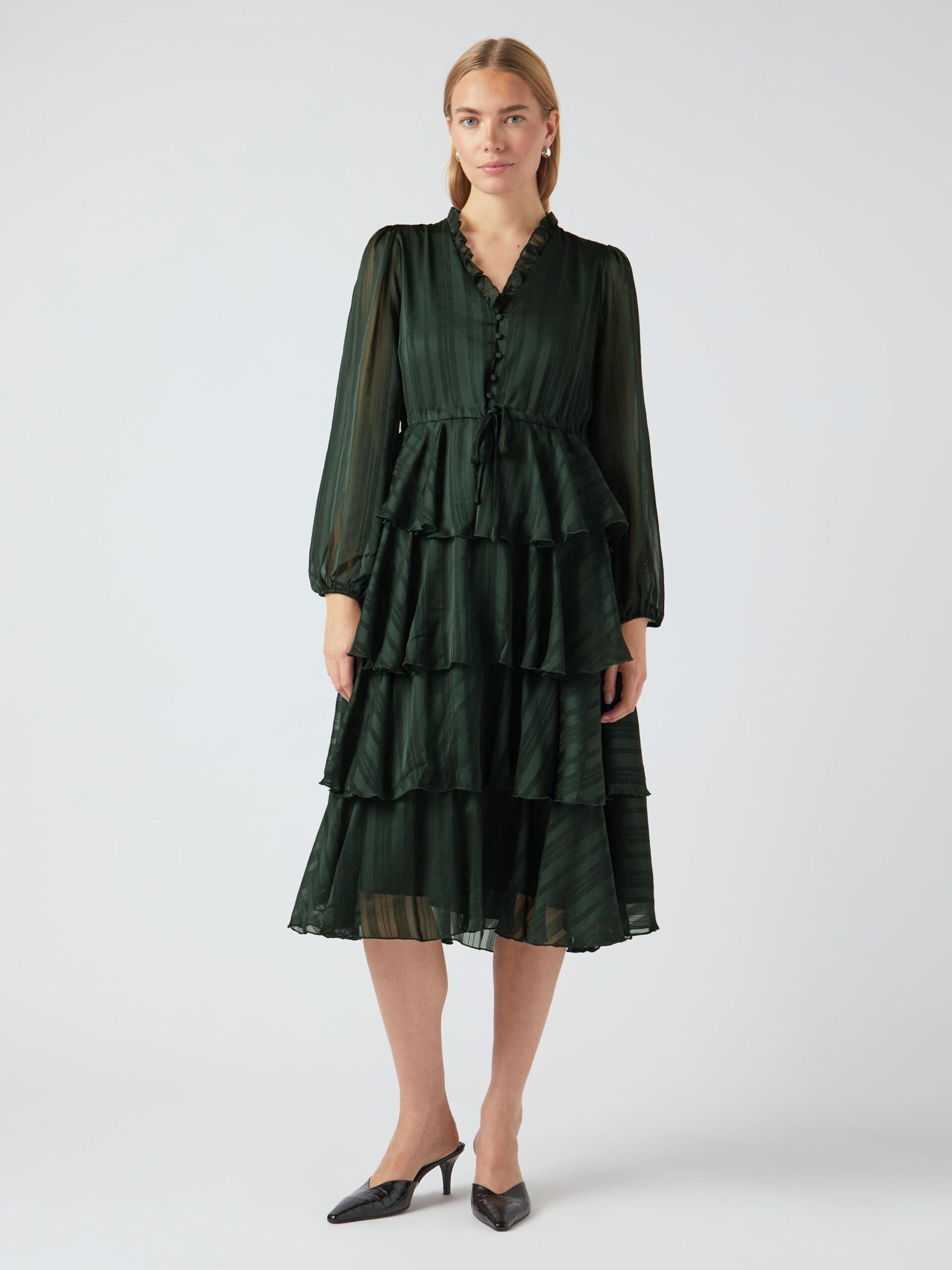 Šaty zelená s volánem Yascruella Y.a.s L