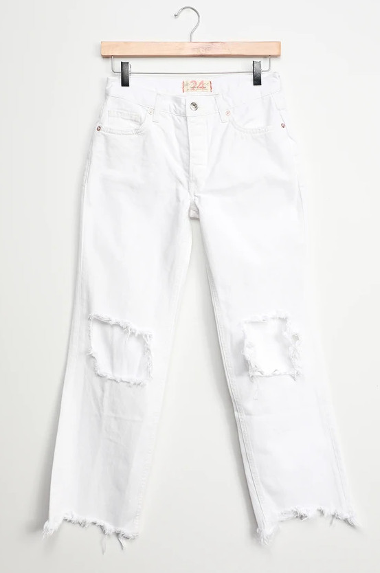 Bílé Džínové Kalhoty S Dírami Free People 29