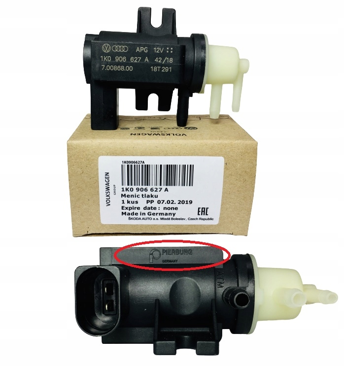 1K0906627A 1K0906627B - Оригінал VAG турбінний клапан AUDI A4 B5 B6 2.5 TDI