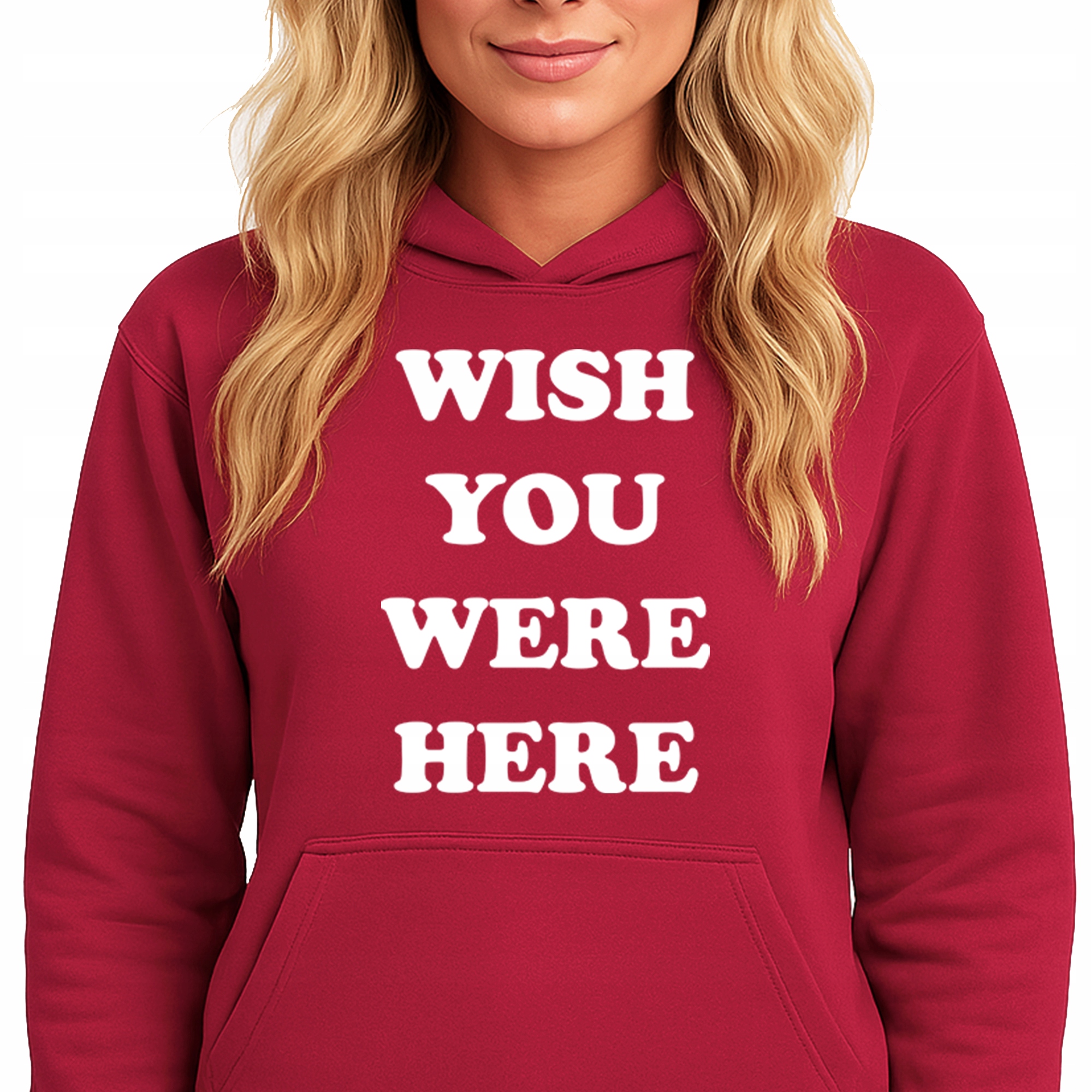 Mikina S Kapucí Červená Hoodie Wish You Were Here S