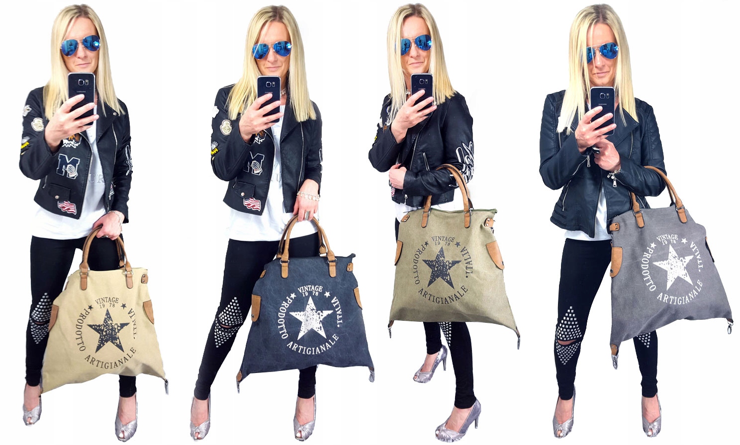 

Torebka Gwiazda Vintage Worek Shopper Bag Torba XL