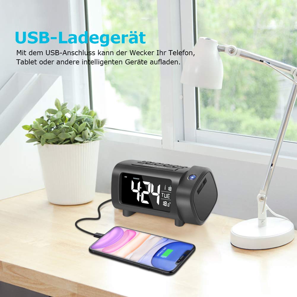 BUDZIK ZEGAR VA Z PROJEKCJĄ ALARM DST PROJEKTOR Radio FM