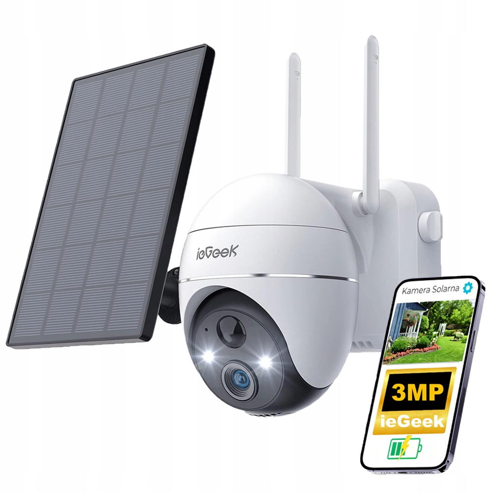 Venkovní solární Wifi kamera 3Mpx Smart Otočná Ip Bezdrátový alarm