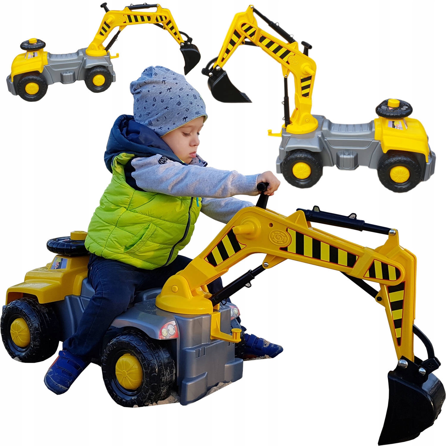 

Jeździk Duża Koparka Ruchoma Łyżka Hak 50kg