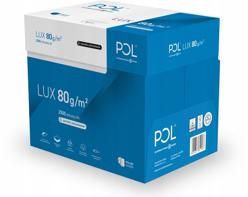 

Papier ksero biurowy biały POLlux A4 80g 5ryz