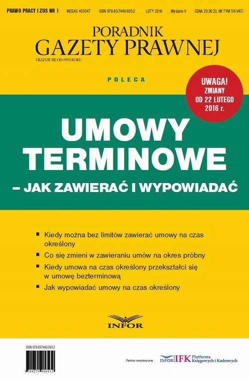Umowy terminowe – jak zawierać i wypowiadać - Infor Pl | Ebook