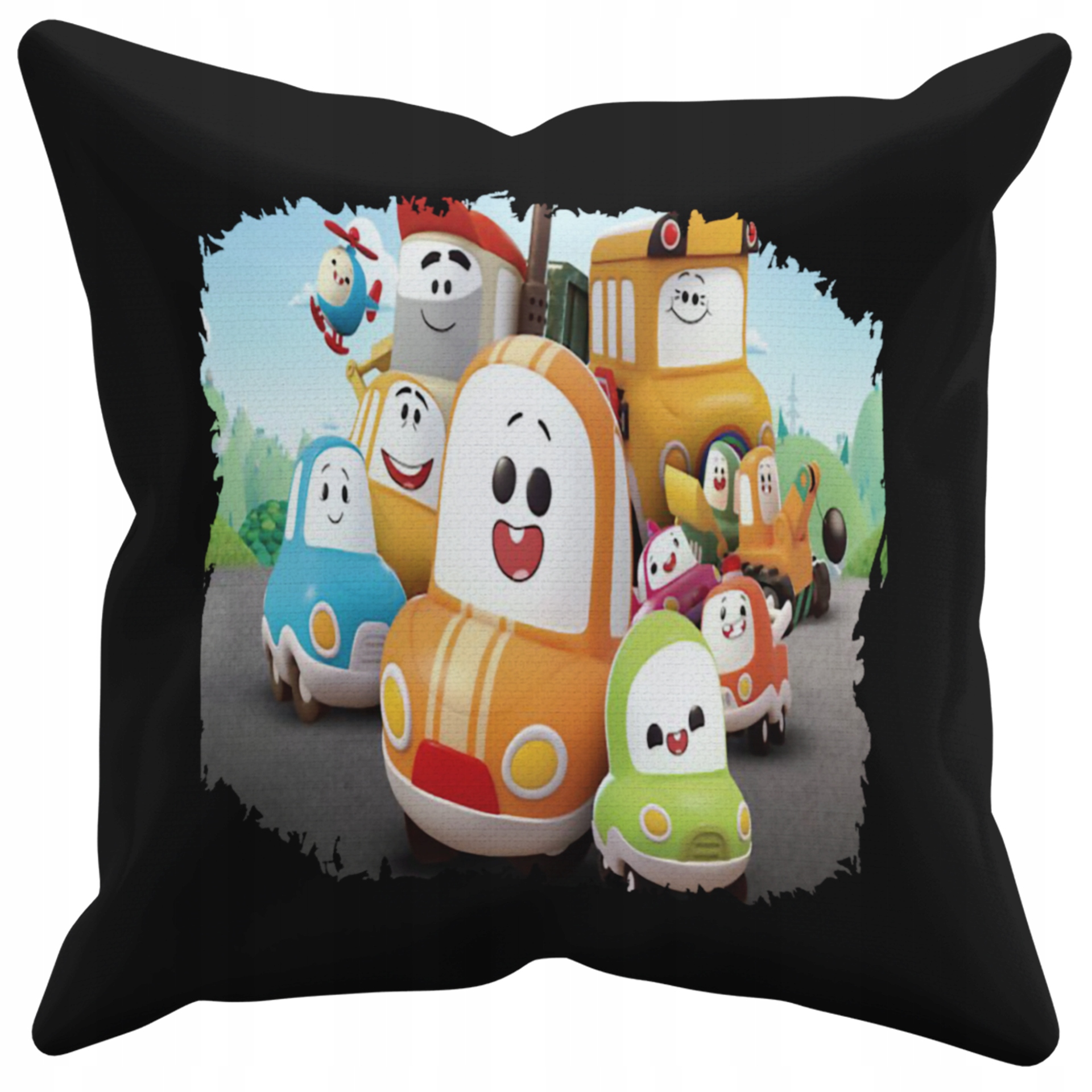 POSZEWKA NA PODUSZKĘ JAŚKA DO PRZEDSZKOLA AUTA Z PAGÓRKOWA+IMIĘ GRATIS Kolor dominujący czerń