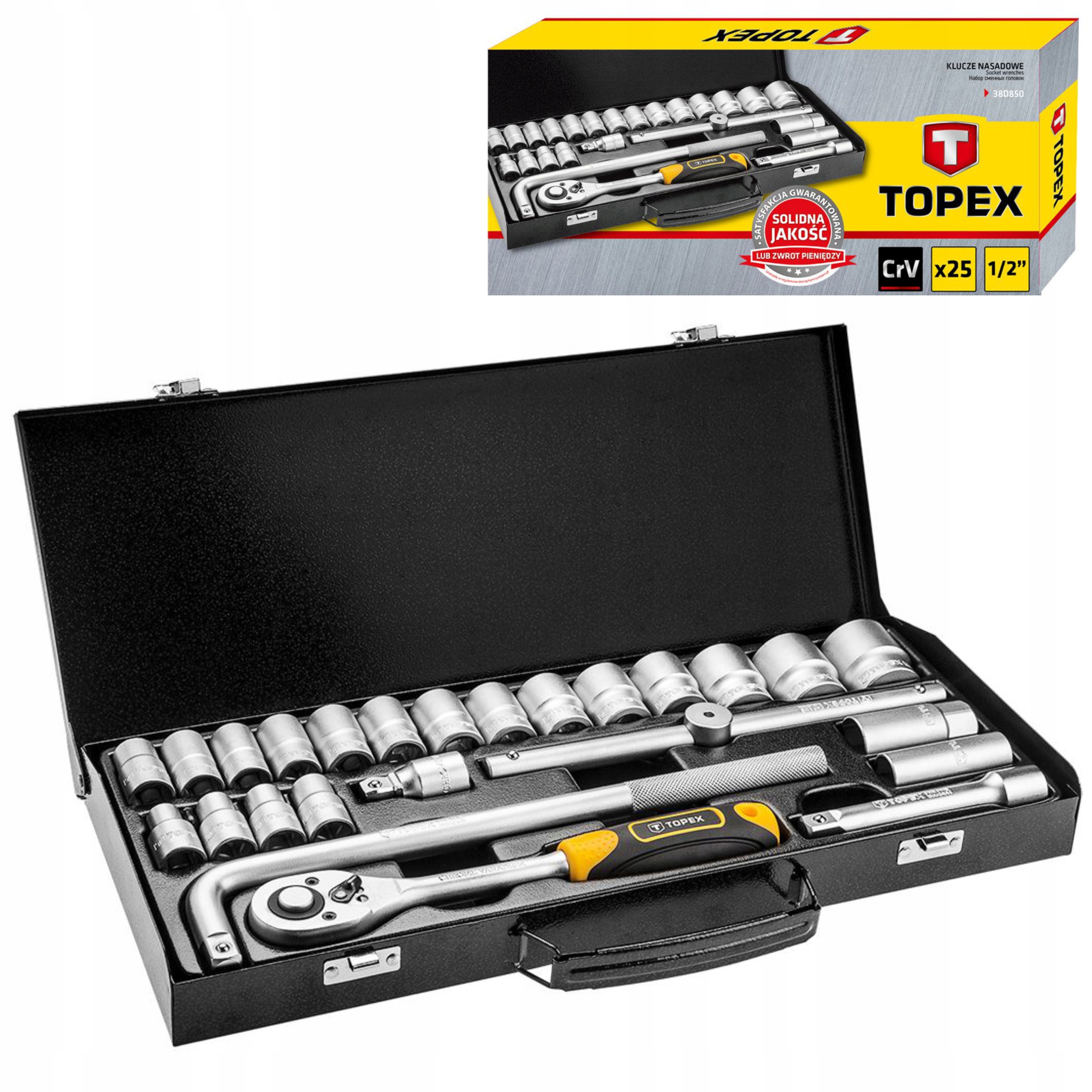 

Klucze Nasadowe 25 Szt 1/2 Topex 38D850 Zestaw