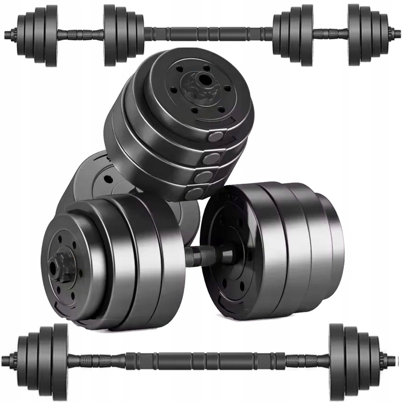 Zestaw 2 Hantli Regulowanych 40 kg Sztanga Gryf Siłowy Hantle Bitumiczne