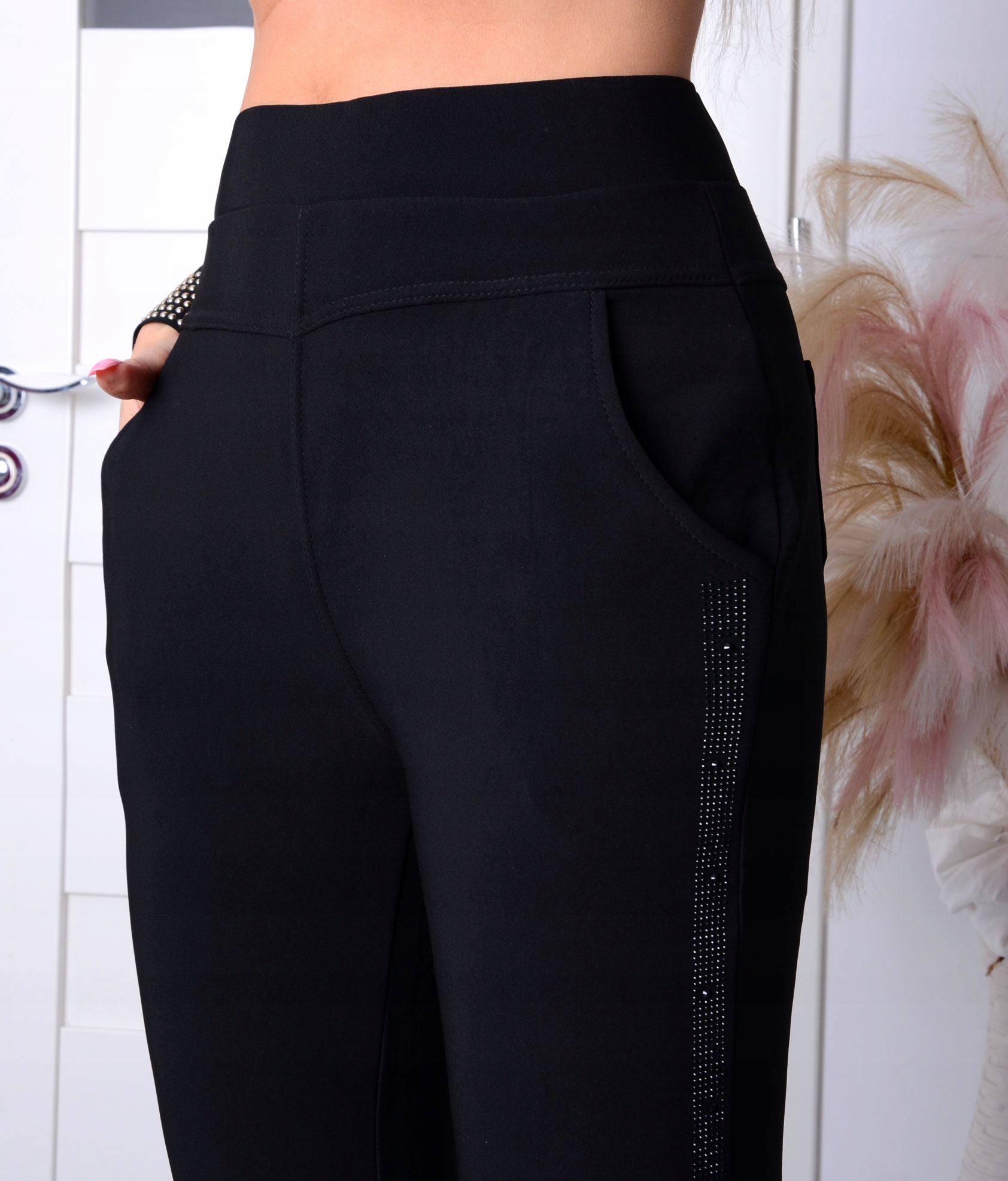 ŚLICZNE SPODNIE WYSZCZUPLAJĄCE Z DŻETAMI CIEPŁE POLAROWE DŁUGIE do7XL 370B Wzór dominujący bez wzoru