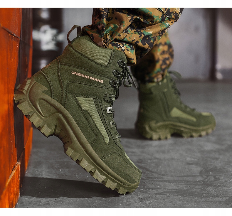 BUTY TAKTYCZNE WOJSKOWE SKÓRZANE TREKKINGOWE SPORTOWE WODOODPORNE R. 45 Wysokość wysokie