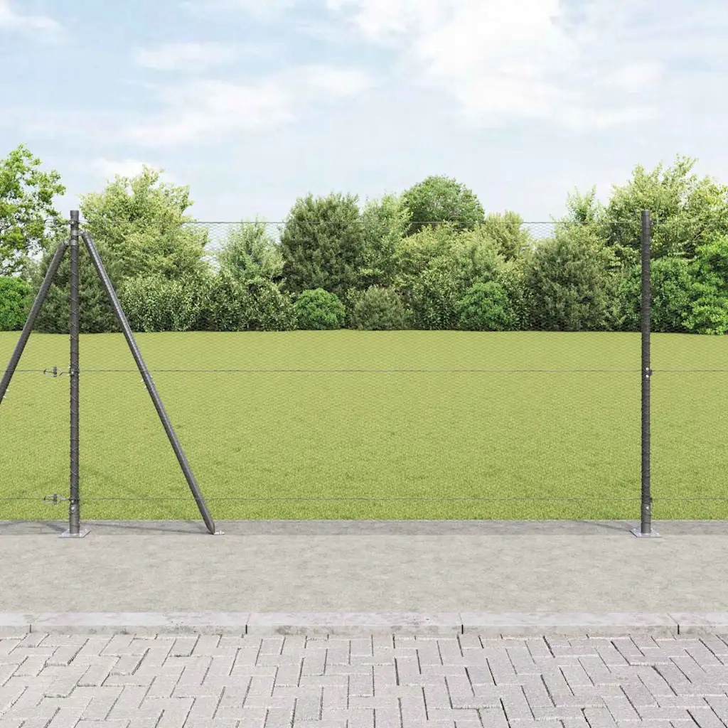 Plot s příspěvky Šedá 1.2 x 25 m Ocel potažená Pvc Šedá 3353661