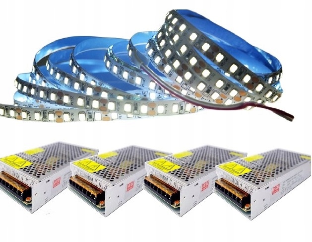 Sada Led pásků 2835, velmi hustá, 120 LED/m, bílá, přírodní, napájecí zdroj 40 m