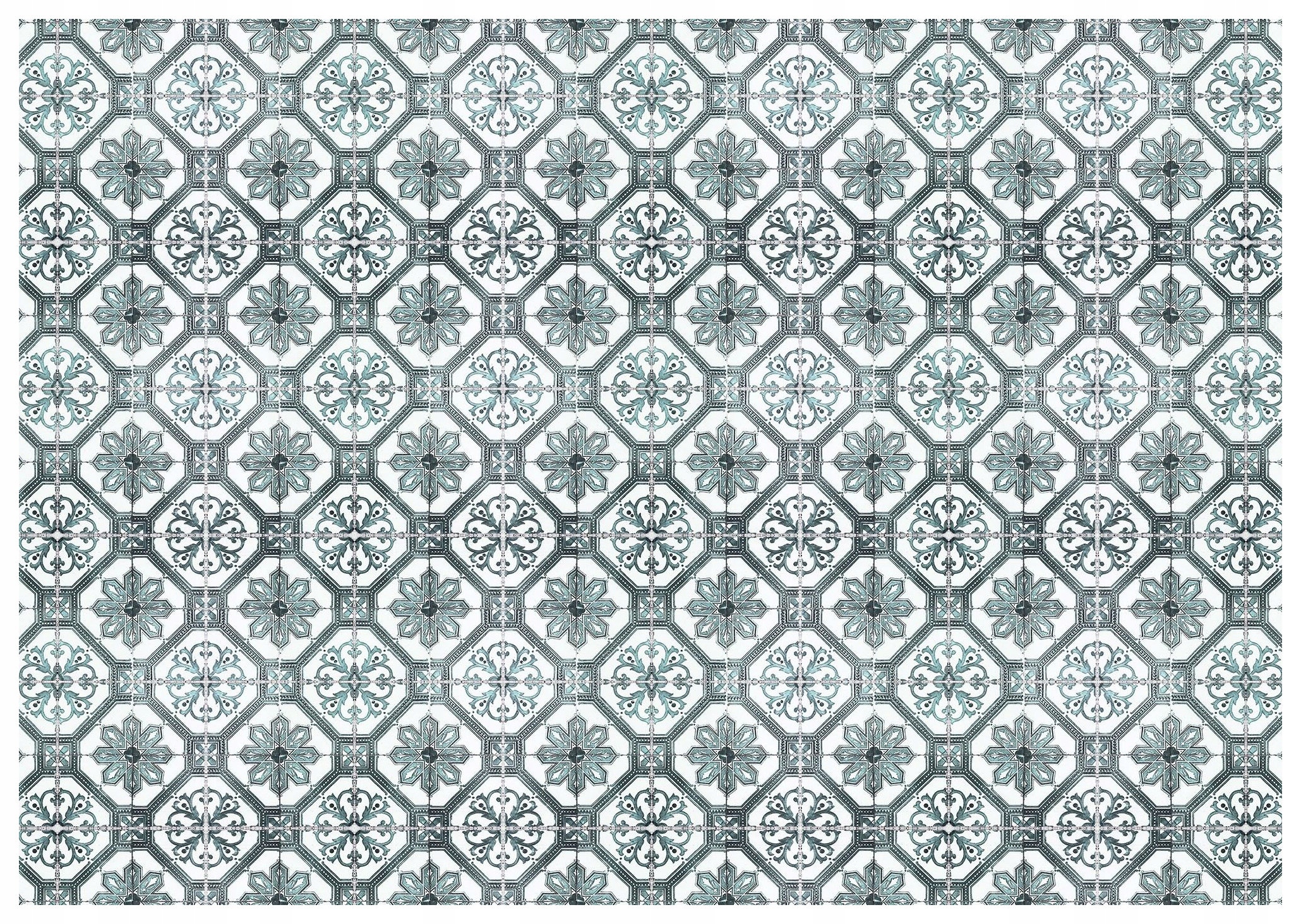 Fototapeta Vintage Provence květiny geometrie šedo-modrá 250x175 lepidlo