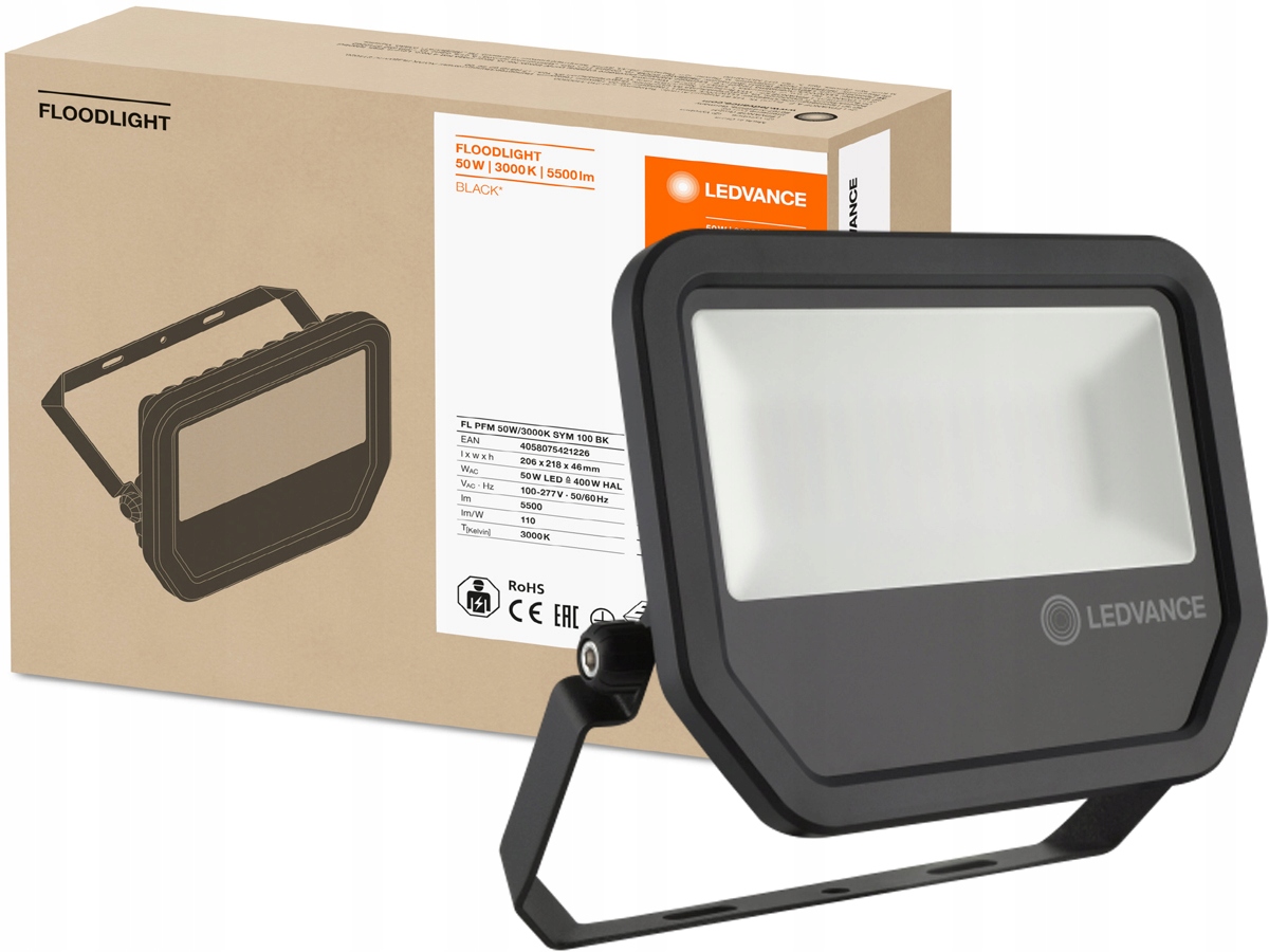 

Reflektor naświetlacz Led 50W 3000K czarna