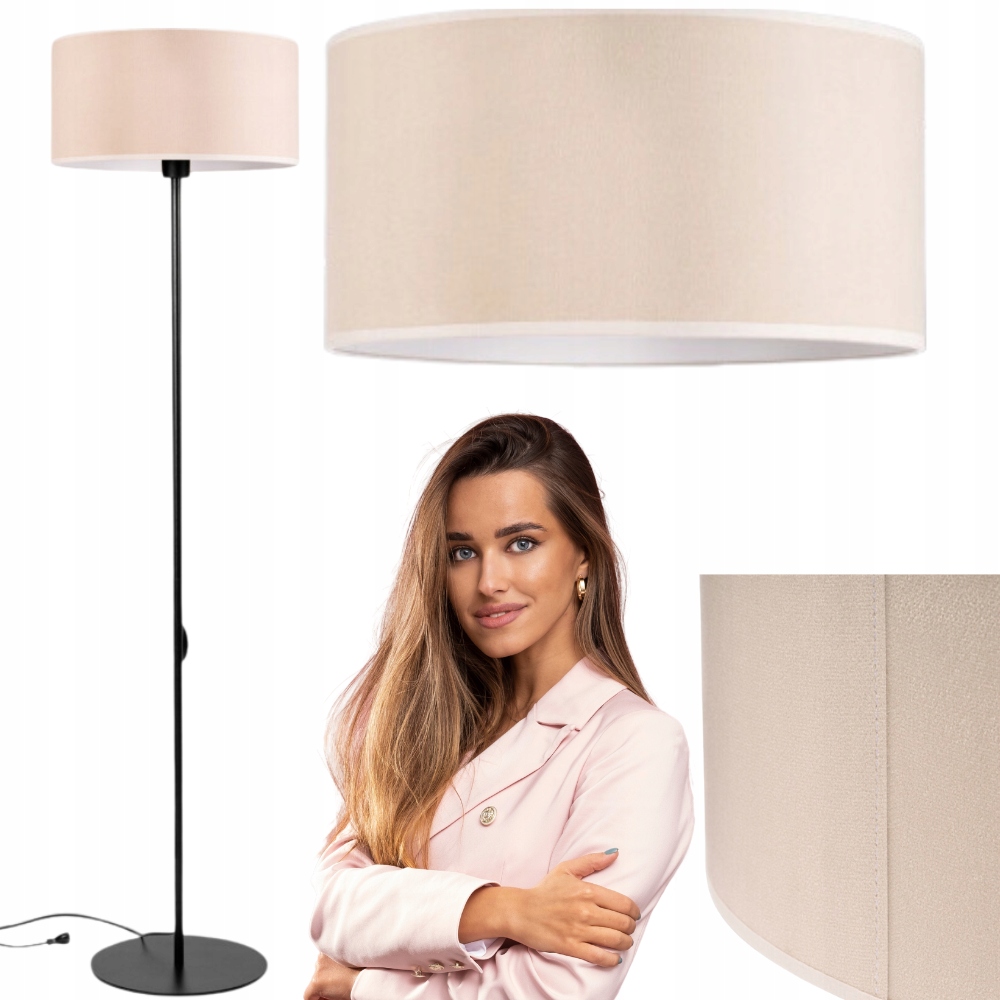 Lampa stojąca podłogowa Loft Abażur Welur beżowy