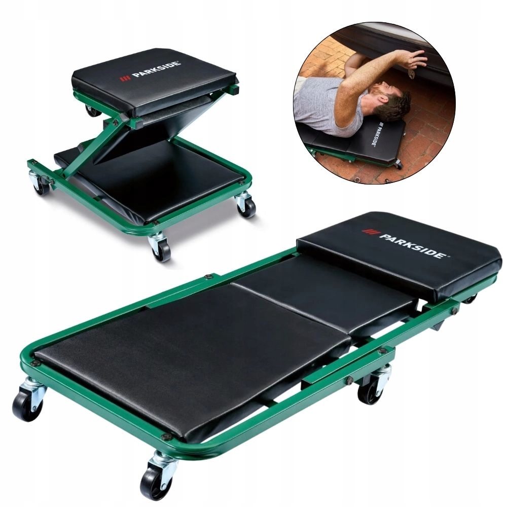 Skládací Dílenské Lehátko 2V1 Parkside Vozík 150 Kg 6 Koleček