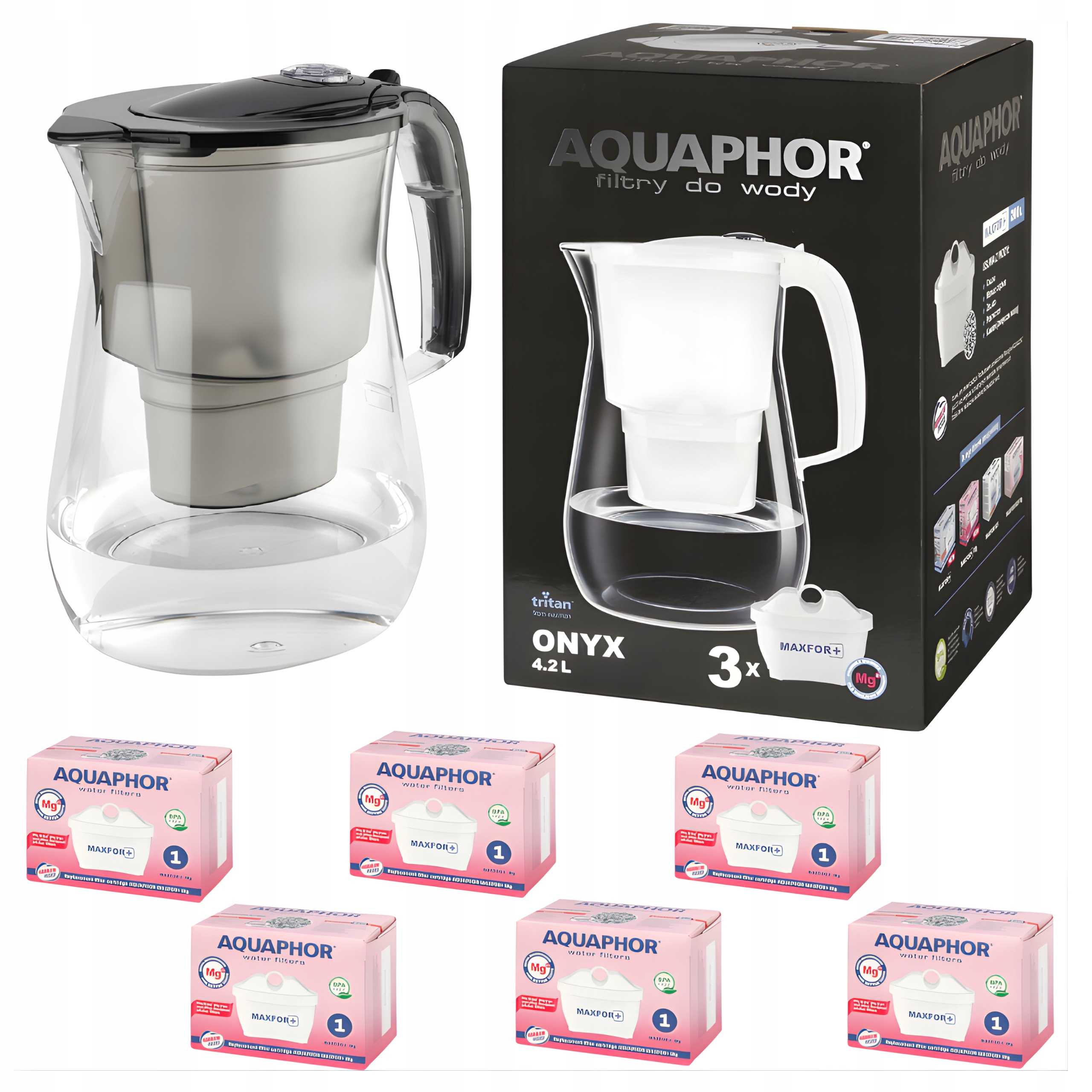 Filtrační konvice Aquaphor Onyx 4,2+ 6 náplní Mg