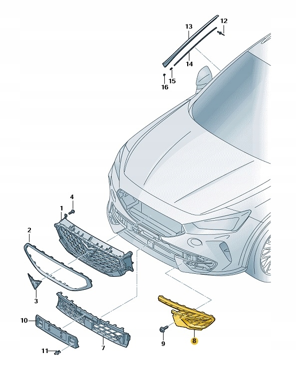 5FF853666D 041 - РЕШЕТКА ПЕРЕДН. БАМПЕР CUPRA FORMENTOR ПРАВА OE