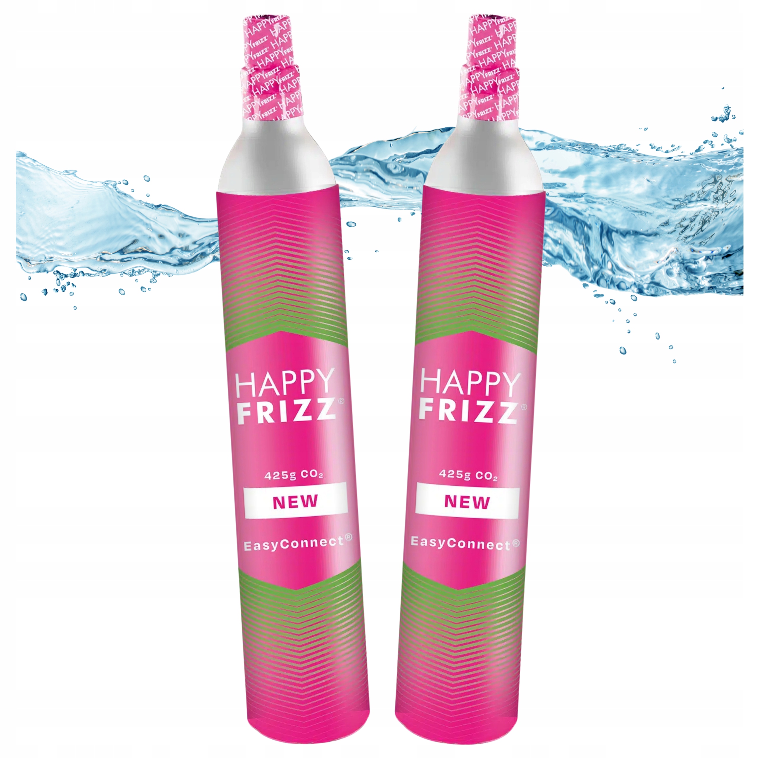 2x plynová láhev pro saturátor Quick Connect Qc Náboj Happy Frizz 425 g.