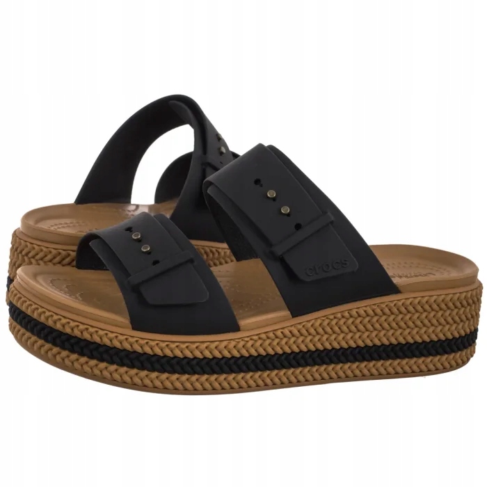 Dámské boty Nazouváky Crocs Brooklyn Woven Buckle Black 209978 Černé