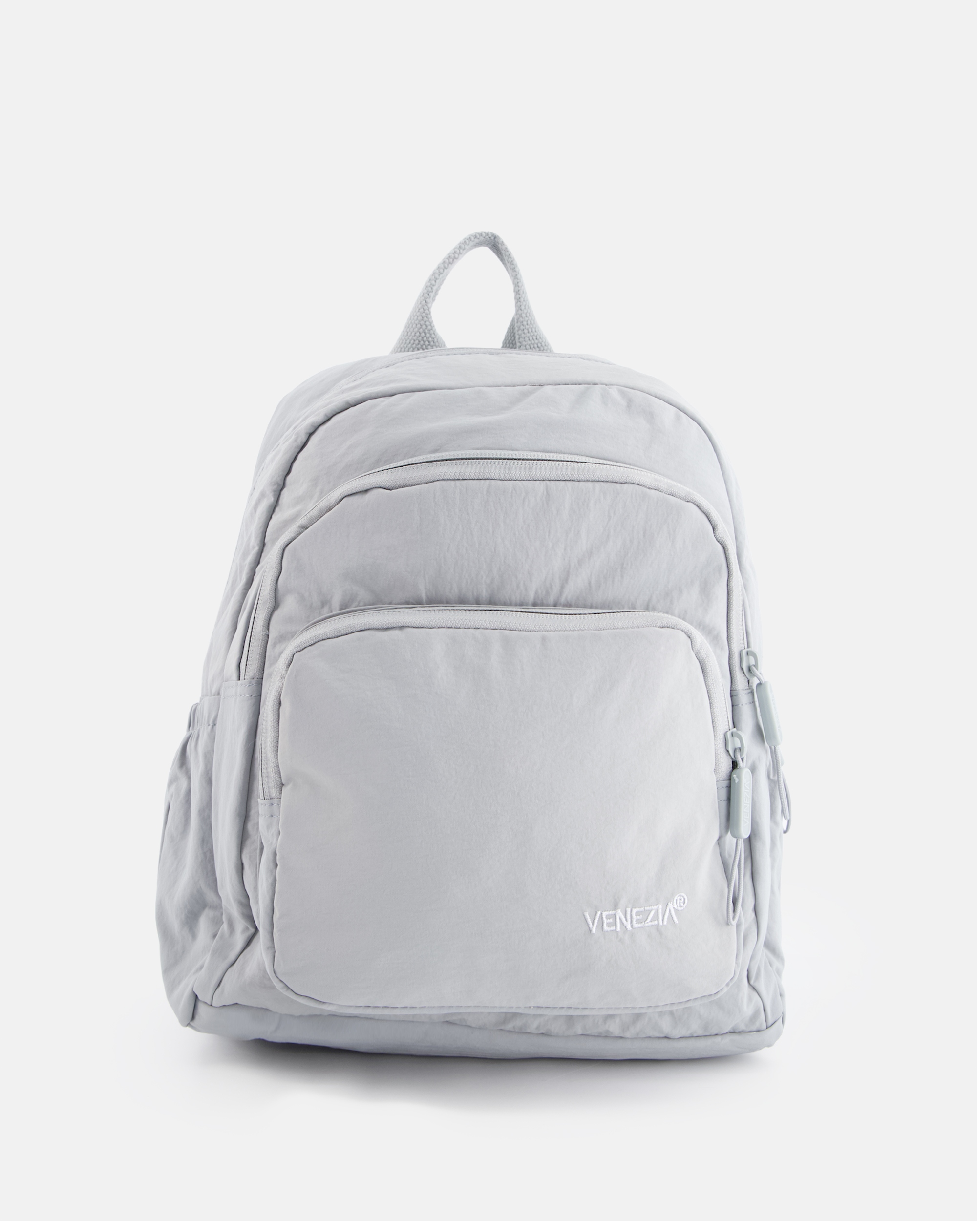 Funkcjonalny plecak damski Venezia szary z materiału z kieszeniami