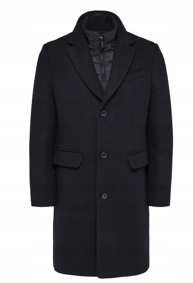 Selected Homme Černý Klasický Kabát S Klasickým Límcem