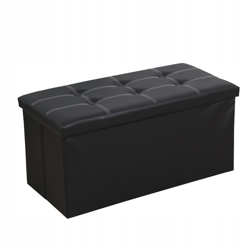 Pufa do siedzenia składana ze schowkiem 76cm czarna 2w1