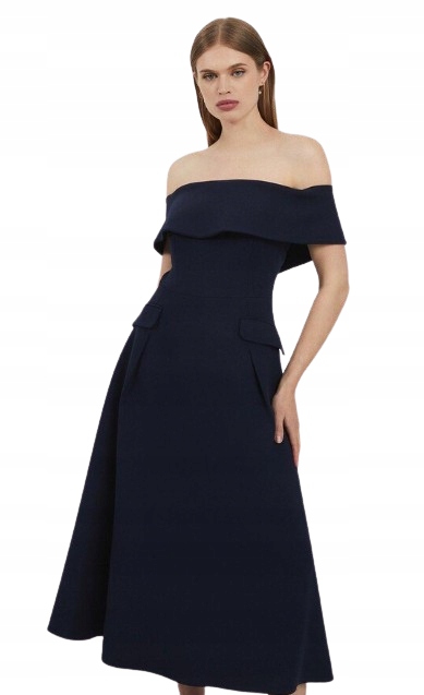 Karen Millen Tmavě Modrá Rozevřená Šaty Pro Nízké 38 B1D