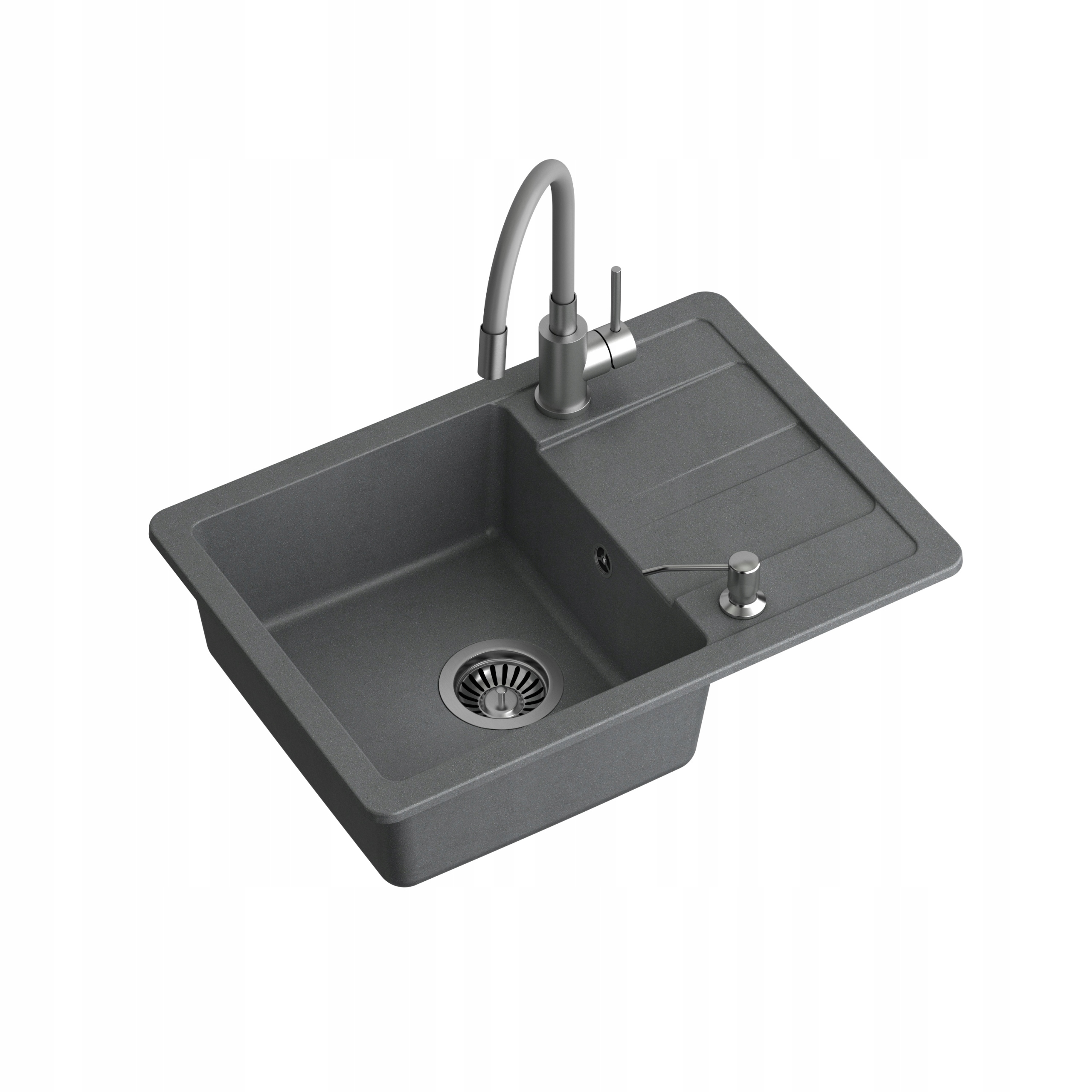 Quadron Ready-smart Granitový drez 1 Komora 62x44 cm Sada šedá/st