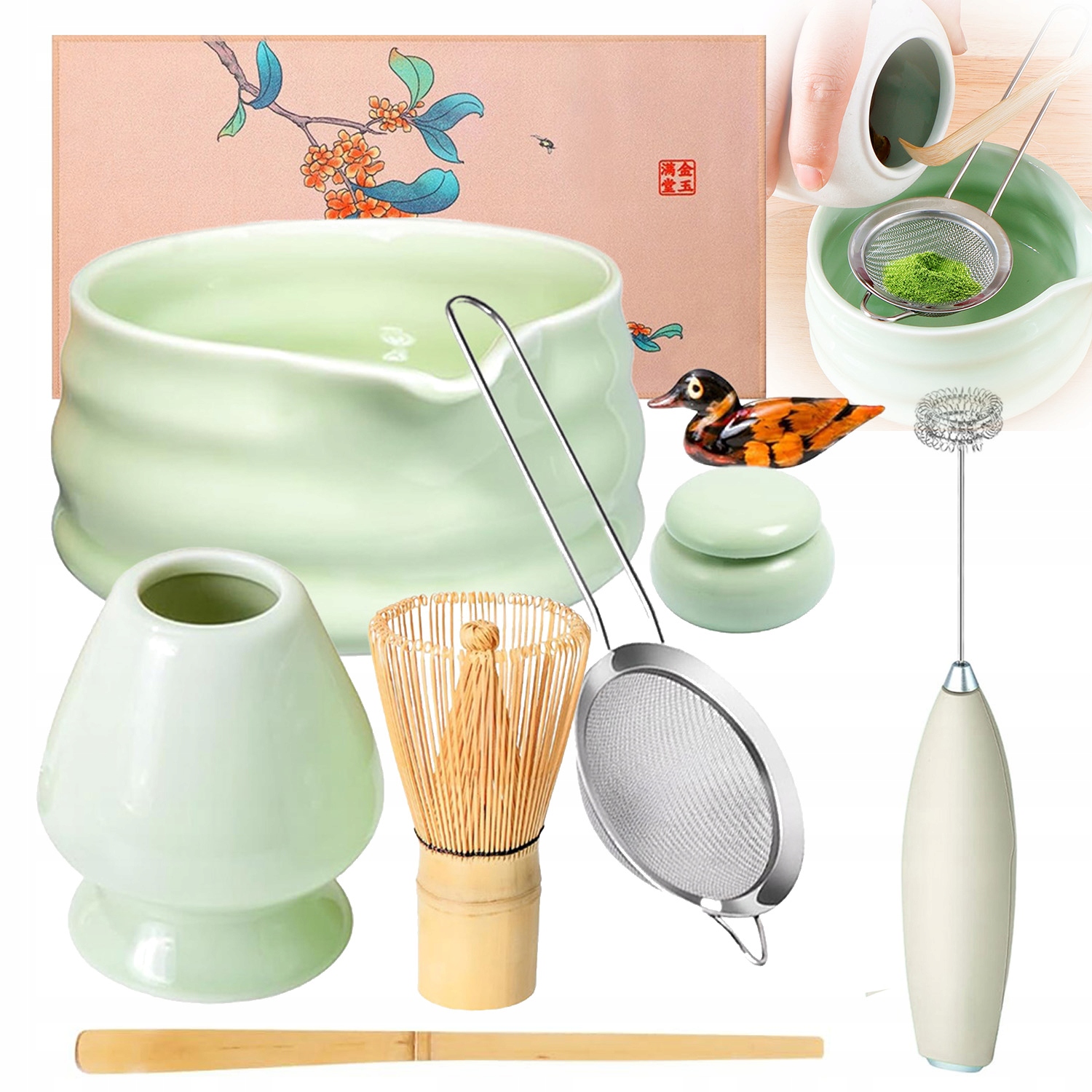 Levně Ceremoniální Sada Na Matchu Šálek Metla Podstavec Lžička 9 Ks