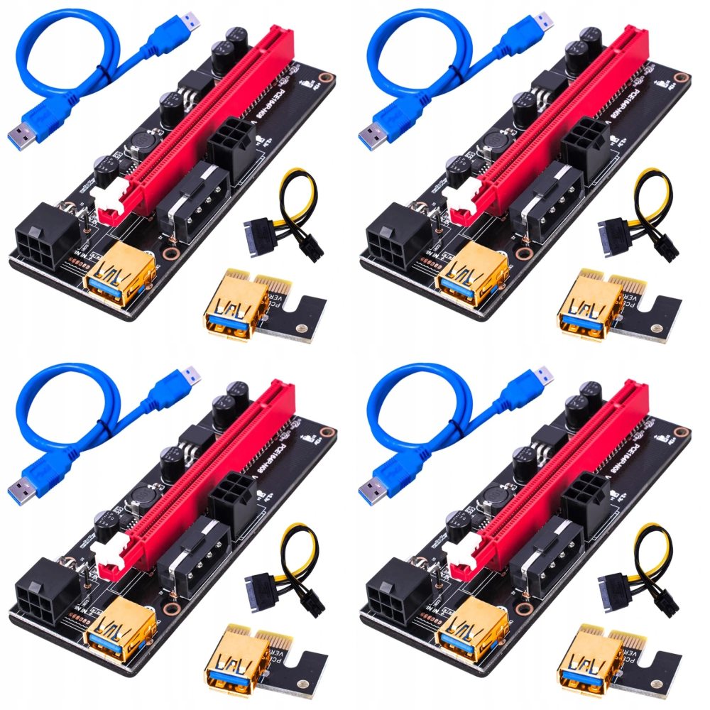 Sada 4ks Riser 009S Gold Usb 3.0 Pci-e 1x-16x