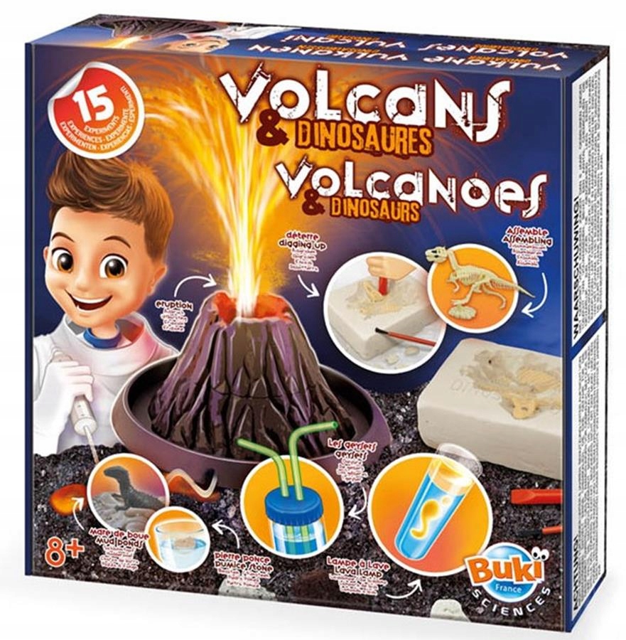 

Wulkany i Dinozaury Zestaw15 eksperymentów Buki 8+