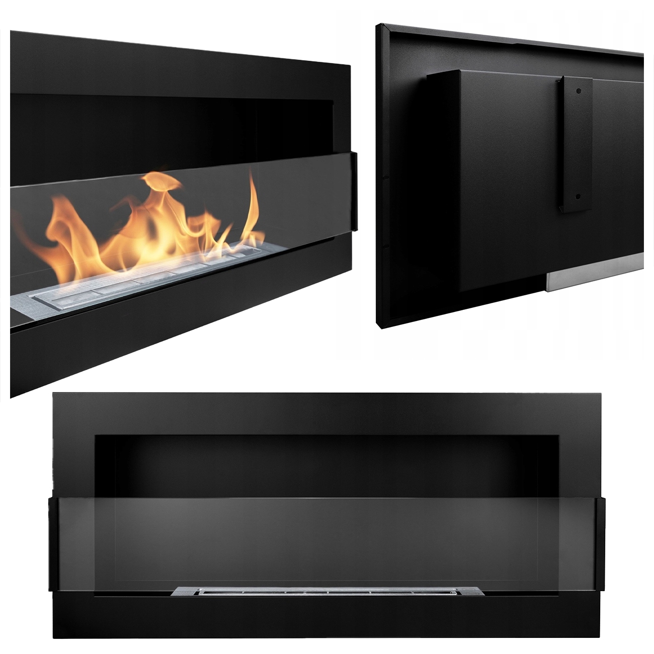 Závěsný Biokrb Slim S Sklem 90X40X12 CM Černý Strukturovaný Mat 900x400