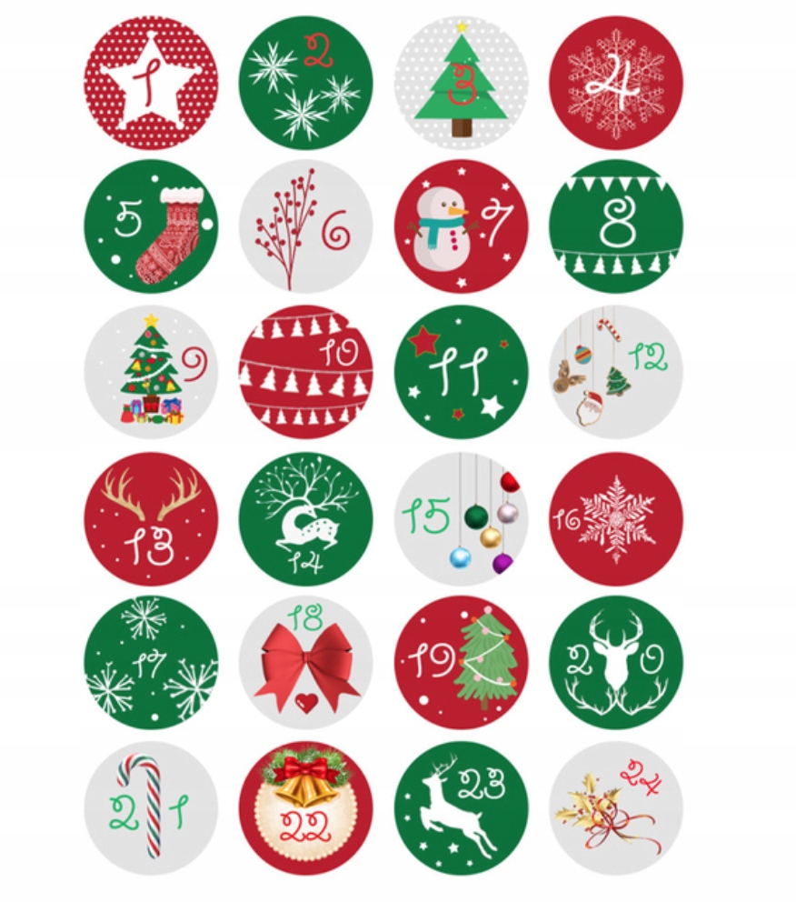 KALENDARZ ADWENTOWY ZESTAW DIY WORECZKI NAKLEJKI
